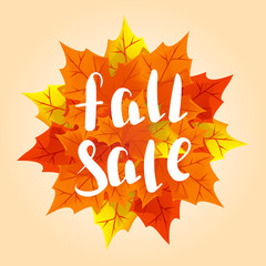 Wall Mural - Fall  sale. Seasonal sale banner design with fall leaves