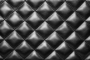 Wall Mural - Black leather texture background, Close-up.