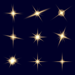 Wall Mural - Creative concept Vector set of glow light effect stars bursts with sparkles isolated on black background. For illustration template art design, banner for Christmas celebrate, magic flash energy ray
