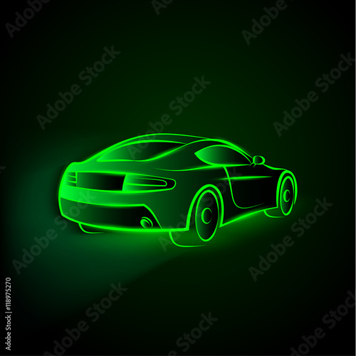 images Green Car Black Background vector green neon car in motion linear