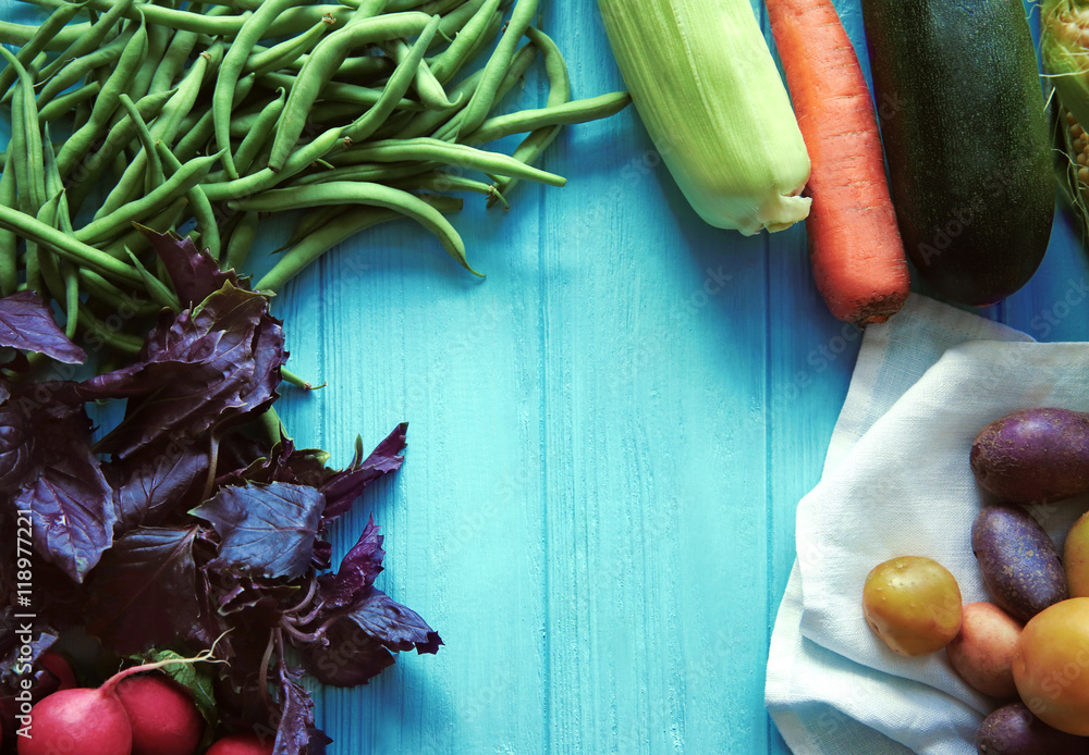Fresh vegetables on table