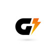 Letter G lightning logo icon design template elements