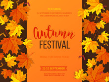 Autumn Festival Background. Invitation Banner With Fall Leaves. Vector Illustration