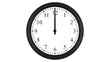 Realistic 3D render of a wall clock set at 12 o'clock, isolated on a white background.