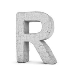 Wall Mural - Concrete letter R isolated on white background