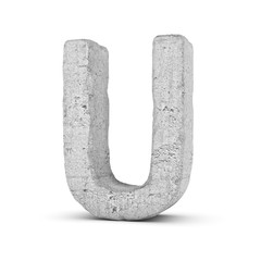 Wall Mural - Concrete letter U isolated on white background