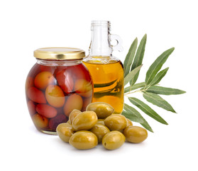 Marinated olives with oil.