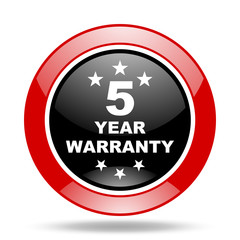 Aufkleber - warranty guarantee 5 year red and black web glossy round icon