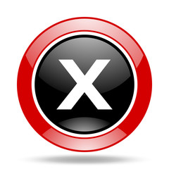 Aufkleber - cancel red and black web glossy round icon