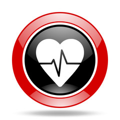 Poster - pulse red and black web glossy round icon