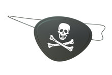 Black Leather Pirate Eye Patch, 3D Rendering