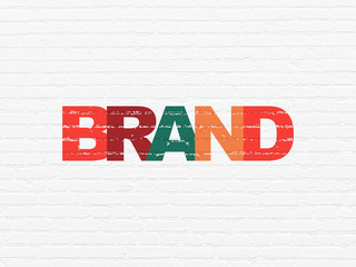 Advertising concept: Brand on wall background