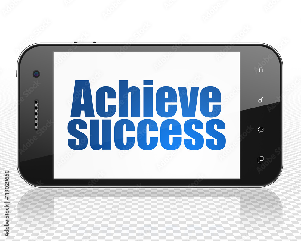 Finance concept: Smartphone with Achieve Success on display Stock ...