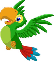 Poster - Cartoon happy parrot flying