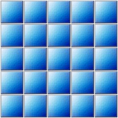 Wall Mural - Square blue tiles with polygonal decor with white joints.