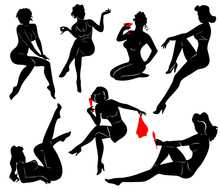 Vector Silhouette Of Pin Up Girls