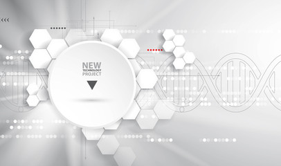 Wall Mural - dna and medical and technology background. futuristic molecule structure presentation