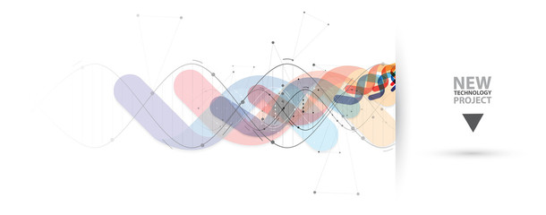 Wall Mural - dna and medical and technology background. futuristic molecule structure presentation