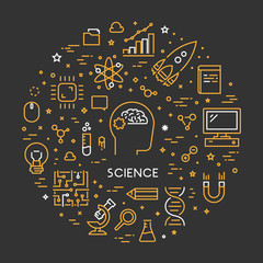 Wall Mural - vector line web concept for science