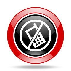 Aufkleber - no phone red and black web glossy round icon