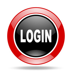 Aufkleber - login red and black web glossy round icon