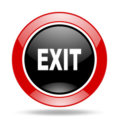 Aufkleber - exit red and black web glossy round icon