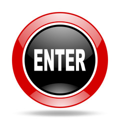 Aufkleber - enter red and black web glossy round icon