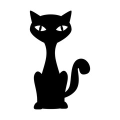 Canvas Print - cat feline pet domestic animal sit mascot silhouette vector illustration