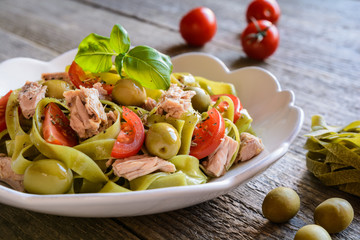 Sticker - Tagliatelle pasta with tuna fish, tomato and olives