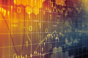 Financial data on a monitor