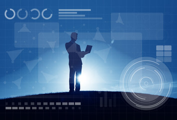 Wall Mural - technology connection online networking medias conpt