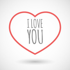 Sticker - Isolated  line art heart icon with    the text I LOVE YOU