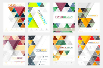 Wall Mural - Set of flyer design with geometric pattern. Corporate banner or brochure in A4 size.