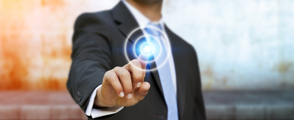 Aufkleber - Businessman touching modern tactile screen button