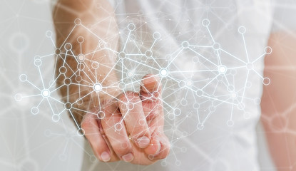 Aufkleber - Businessman touching data network with his finger