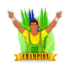 Sticker - Player in winning pose for Sports concept.