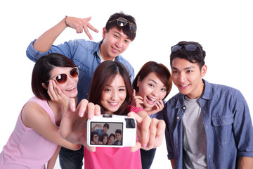 Poster - Happy teenagers taking pictures