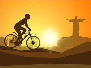 Sticker - Mountain Biker for Sports concept.