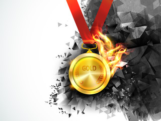 Poster - Gold Medal in fire for Sports concept.