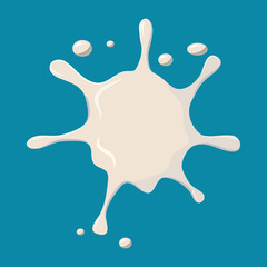 Wall Mural - Milk spatter icon isolated on blue background. Liquid symbol