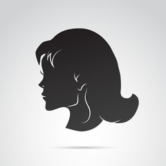 Wall Mural - woman head profile vector icon.