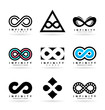 Set of various infinity symbols and logo design elements ()