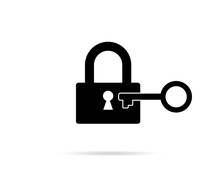 Lock And Key Vector Icon.