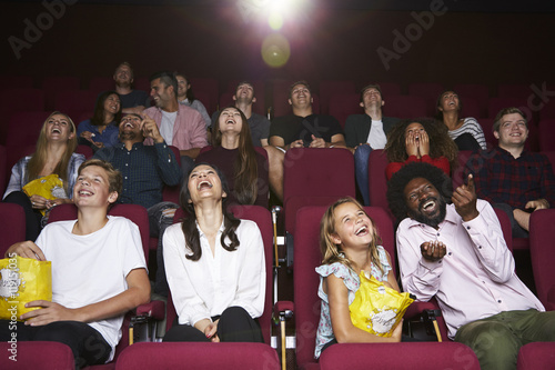 Fotografie, Tablou Audience In Cinema Watching Comedy Film