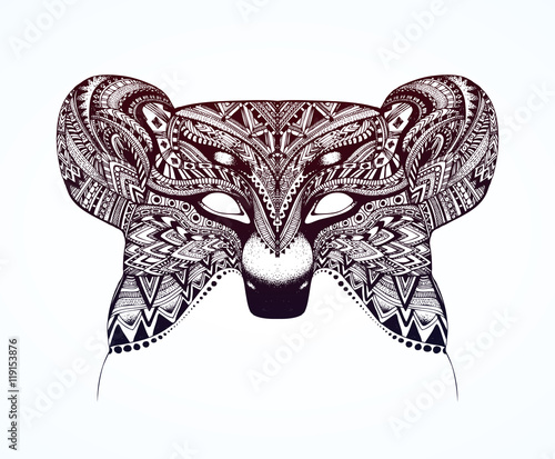 Pattern For Adult Children Coloring Book Page With Ethnic Animal Koala Bear Cute Doodle Sketch Black And White Tribal Design Hand Drawn Vector Illustration Tattoo Stock Vector Adobe Stock