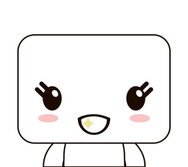 Naklejka na meble flat design kawaii doll happy facial expression icon vector illustration