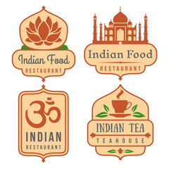 Wall Mural - Indian food vector logo set