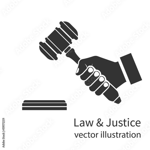 Fotomural Hand holding judges gavel icon.