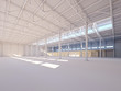 © Sergey - Contemporary empty white warehouse illuminated by sunlight 3d illustration