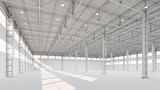 Fototapeta  - New empty white industrial building interior 3d illustration